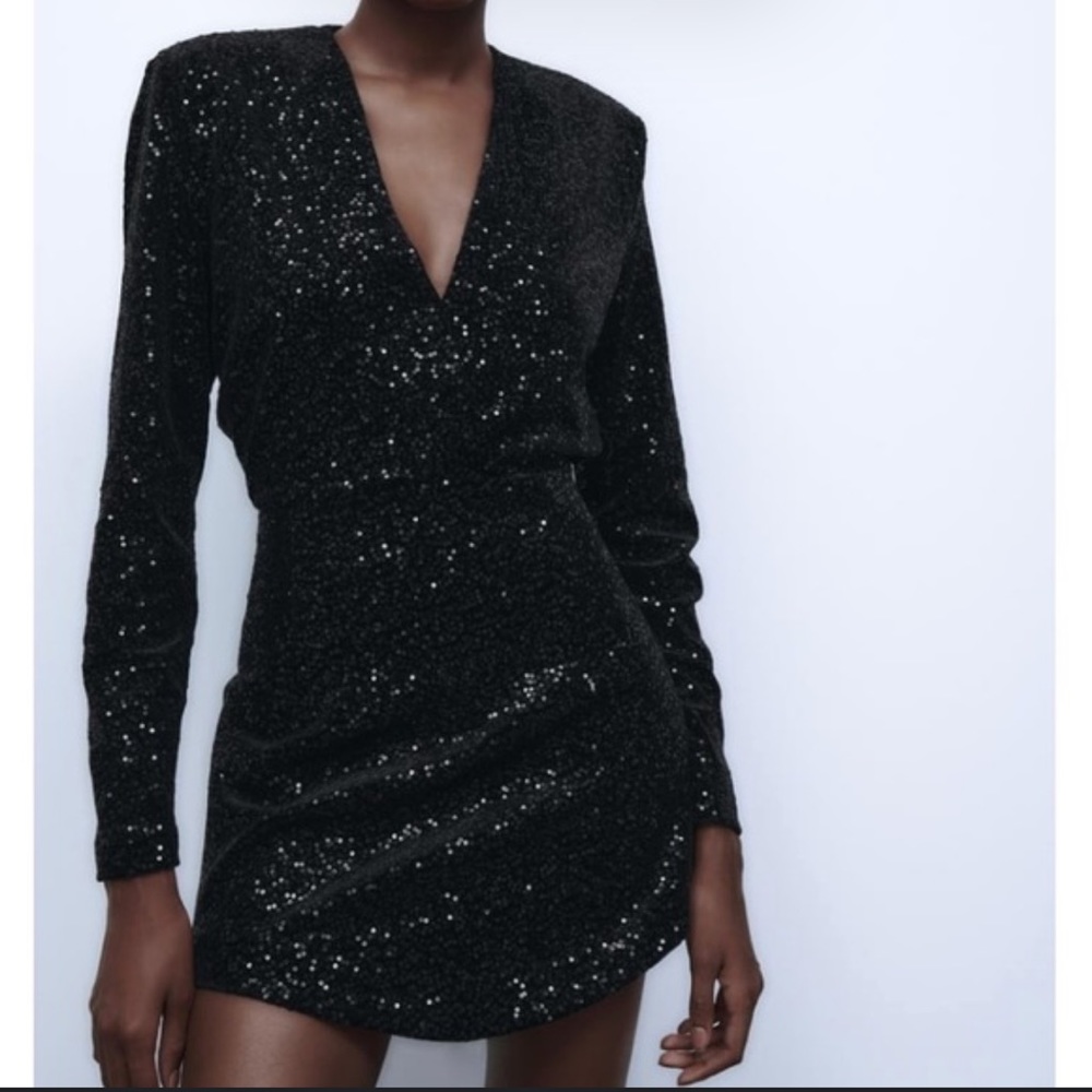 Zara Limited Edition Sequined Velvet Dress